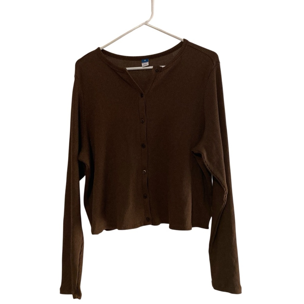Old Navy Brown Ribbed Button-Front Cardigan Women’s 2X Cozy Knit